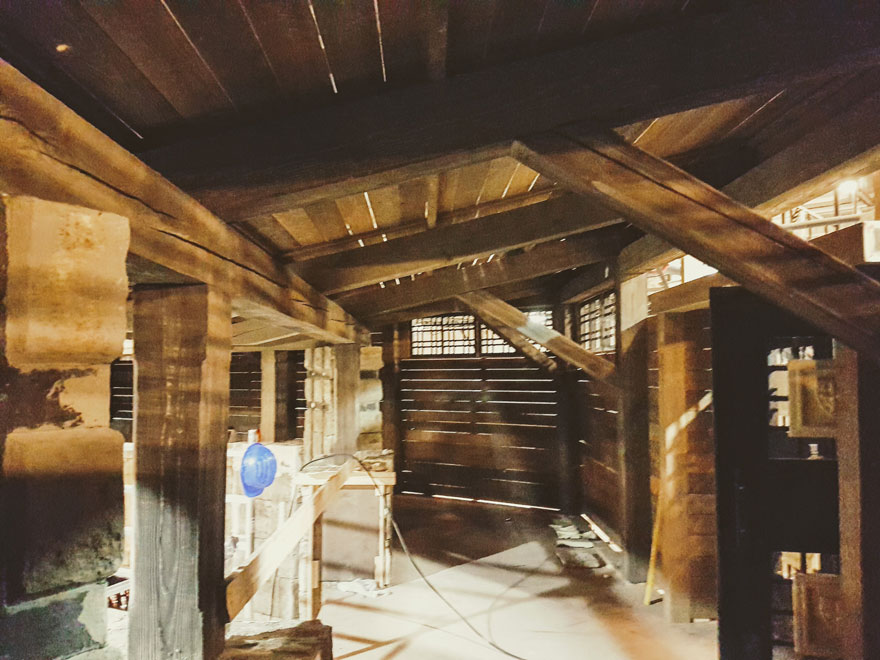 Movie set out of distressed wood