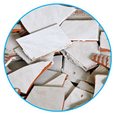 Demolished pile of tiles